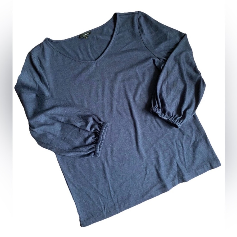 Talbots Dark Navy Scoop Neck Long Sleeve Top M